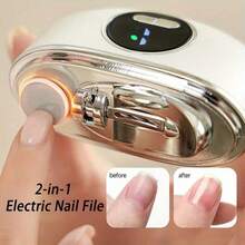 2-In-1 Electric Nail Clipper And Polisher, 3-Speed Adjustable Speed With LED Lights, Anti Pinch Design And Dust Collector - USB Charging, Long-Lasting Battery, Professional Nail Tool, Suitable For All Ages, Ideal For Daily And Holiday Gifts - 多色 - 查看 2