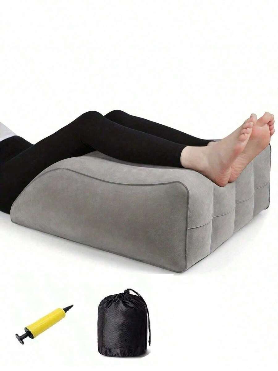 1 pieza Almohada inflable para elevar las piernas para alivio del dolor y descanso cómodo, lectura y relajación, ropa de cama, hogar