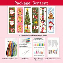 Christmas Theme Cross Stitch Bookmark 6pcs Set Full Material Kit 11CT Beginner Friendly Zero-Based Candy Cane Gingerbread Man Snowman House Print DIY Colorful Tassel Holiday Decoration Dual-Use Creative Gift - Multicolor - View 4
