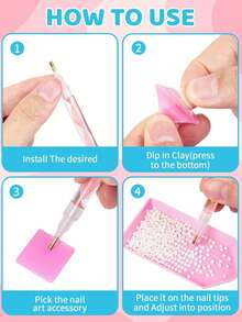 Handmade 5D Diamond Brush Set (Including Clay And Multi-Tip Pen Tip) - Suitable For Hobbyists, Nail Art Embellishment Tools - A - View 5