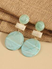 Minimalist Luxury Elegant Geometric Patchwork Romantic Hong Kong Style Earrings - Multicolor - View 5