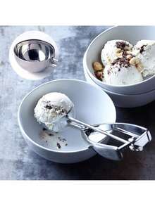 Stainless Steel Ice Cream Scoop 6 Cm With Release Mechanism, 23 Cm Large Portioning Spoon With Ergonomic Handle, Easy Clean Serving Tool For Ice Cream, Rice, Mashed Potatoes, Cookie Dough, Melon And Everyday Kitchen Use - Silver - View 3