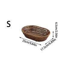 1pc Multi-Function Oval Woven Storage Basket, Plastic Rattan Design, Suitable For Storing Fruits, Snacks, Spoons, Flowers And Groceries, Shelf Basket, Home Decor - Brown Oval - View 12