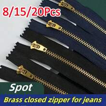 8/15/20Pcs #3 Closed End Brass Zipper, Copper Teeth Jeans Clothing Pants Zipper, Self-Locking - Multicolor - View 12
