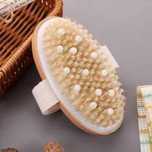 1pc Natural Dry Body Brush, Helps Lymphatic Detoxification, Dry Skin, Improve Cellulite, Promote Blood Circulation, Made Of Natural Bristles And Massage Bumps Design, Dual-Use For Dry And Shower, Ideal Bathroom Accessory, Summer Essential And Great Gift For Women - View 6