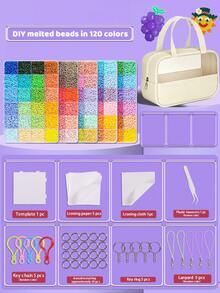 24/48/72/96/120 Colors Perler Beads Handmade Adult DIY, Fuse Beads Set, Includes Storage Bag, Tweezers, Square Plate, Ironing Paper, Colorful Keychain Decorative Accessories And Hanging Rope, Suitable For DIY Puzzle Handmade Jewelry, Birthday Party Handmade Enthusiast Gift, Back To School Handmade Gift, Holiday Gift - 2.6mm Perler Bead Set - View 1