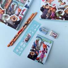 1 set Perlengkapan Belajar Kartun Set Kotak Hadiah Perlengkapan Sekolah Siswa Penghapus Rautan Pensil Buku Catatan Hadiah Ulang Tahun yang Menyenangkan - MultiWarna - View 2