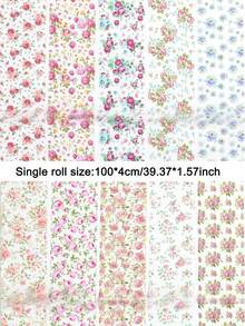 6/3/1pc Nail Art Stickers, Holiday Pattern Foil Transfer Sticker Set, Laser Country Rose Pattern Nail Polish Foil Stickers, For Women DIY Nail Decoration - Multicolor - View 10