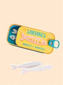Novel Sardine Can Jewelry Box - Unique Fish-Shaped Tin Travel Jewelry Box, Cute Yellow & Blue Color Home Storage Box With Lid, Includes Fish Bone Shaped Jewelry Stand, Can Store Bracelets, Necklaces, Rings, Earrings, Multiple Colors Available, Perfect Gift For Women And Girls - Multicolor - View 27