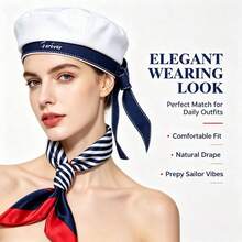 1 Women's Hat, Vintage Sailor Hat, Unisex Navy Cap, Cute Hat With Ribbon, Bow Beret, Letter Embroidery, Perfect For Parties And Halloween Cosplay. - Sailor Hat - View 1