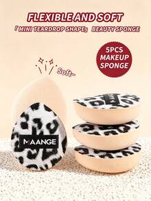 MAANGE 5/10pcs Black & White Leopard Print Professional Makeup Sponges, Dual-Use Dry & Wet, Soft Skin-Friendly Sponge, Suitable For Daily Makeup Use, Essential Travel Makeup Tool, Gift For Girls - Multicolor - View 13