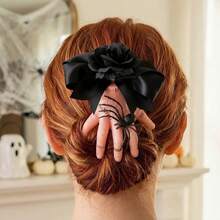1 pieza Pinza para el cabello con estilo gótico, mano cortada realista, araña, rosa y lazo, adecuada para Halloween, cosplay, disfraz divertido, fiesta temática, baile de máscaras y otros accesorios de disfraz - Multicolor - Ver 3