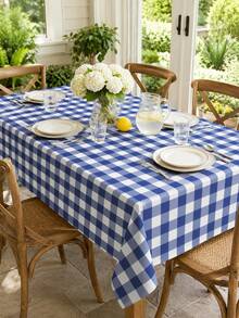 1pc Blue White Plaid Table Cloth, Farmhouse Polyester Round Tablecloth With Gingham Check Pattern, Soft Washable Decorative Table Cover For Dining Table, Kitchen, Picnic, Party, Wedding, Home Decor And Indoor Outdoor Use - Multicolor - View 15