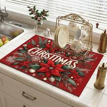 1pc Dish Drying Mat, Coffee Machine Mat, Christmas Holiday Style Table Mat, Absorbent Non-Slip Desktop Protector, Suitable For Dining Table And Bar Counter, Christmas Decoration Kitchen Drying Mat, Easy To Clean, Create Holiday Atmosphere, Home Gift, Desktop Decor - XYLSD-865 - View 6