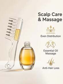 Transparent Scalp Hair Oil Applicator Comb, Visible Liquid Reservoir + Roller Metal Teeth Liquid Dispensing Comb, Suitable For Hair And Beard Care, Unisex Hands-Free Essential Oil Massage Comb - 1 Set - View 13