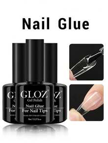GLOZ 1件/2件/3件 超強力美甲膠，適用於壓克力指甲、指甲尖端、貼片假指甲，沙龍級刷塗式美甲膠，易於使用，持久耐用 - 無色 - 查看 3