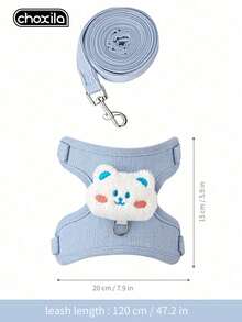 choxila 1pc Cat Harness And Leash Set, Adjustable Cat Leash, Kitten Harness, Cute Rabbit And Bear Pattern, Suitable For Outdoor Use, Vest-Style Cat Walking Leash, Comfortable And Lightweight, Escape-Proof Pet Harness Set - Multicolor - View 11