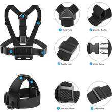 Chest Harness & Helmet Chin Strap Action Camera Accessories Kit, Harness Mount For SJCAM, AKASO, D*JI Osmo Series Cameras For Cycling Vlog Recording - View 5