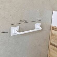 1pc Iron Towel Rack/Slipper Rack, White Minimalist Style Bathroom Storage Rack, Wall-Mounted Towel Bar/Slipper Rack, Bathroom Towel Rack, Wall-Mounted Bathroom Shoe Rack/Storage Rack/Hanging Rack, Single/Double Slipper Rack, White Minimalist Bathroom Storage, Stainless Steel/ABS Towel Rack - View 3