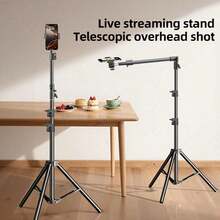 Adjustable Floor Tripod With Rotating Telescopic Arm And Phone Holder, Adjustable Height And Angle, Suitable For Smartphone Photography, Live Streaming, Video Recording, Cooking, Painting And Food Photography, Stable Structure - View 8