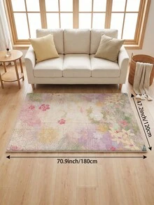 1pc Light Purple Floral French Style Living Room Rug, Suitable For Kitchen, Dining Room, Bedroom Holiday Decor, Indoor/Outdoor, Office, Anti-Slip Doormat, Bathroom, Hallway, Study Area Carpet - Mauve Purple - View 16