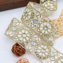 奢華鏤空水鑽刺繡緞帶，DIY新娘髮箍與蝴蝶結材料 - 多色 - 查看 4