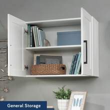 White Wall‑Mount Hanging Storage Cabinet, 29.37"W *12.21"D *23.31"H Engineered Wood 2‑Door Wall Cupboard With Adjustable Shelf For Kitchen, Laundry And Utility Room - White Finish - View 4