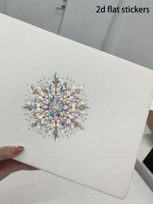 1pc 2D Flat Colorful Christmas Snowflake Sticker, Suitable For Car, Laptop, Water Bottle, Truck, Phone, Motorcycle, Window, Wall And Mug, Holiday Party Decoration, Christmas Home Decor And Party Favor - one-size - View 2