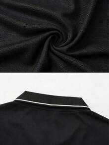 Men's Spring/Autumn Polo T-Shirt, Business Casual Fashion Gentleman Long Sleeve Turn Collar - Black - View 5