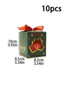 5pcs/10pcs Christmas Window Gift Boxes, Thickened White Cardboard Square Shape, Ribbon Handle With Bow, Unique Transparent Window, Christmas Tree Star Reindeer Pattern, Easy To Fold Candy Dessert Packaging Gift Box, Suitable For Christmas New Year Party Children Gifts - View 12