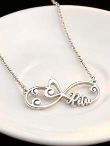 Kalung Nama Elemen Gelombang Berbentuk Hati Kustom, Kalung Liontin Bentuk Tak Terhingga yang Dipersonalisasi, Cocok untuk Pemakaian Sehari-hari, Liburan, Pesta, Pilihan Hadiah Liburan yang Sempurna - MultiWarna - View 6