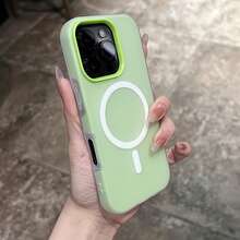 夏季清新色果凍感 2 合 1 磁吸手機殼，相容 iPhone 16 17 16e 17e，磨砂質感防摔硬殼，相容 iPhone 15 14 13 11 16 Pro Max 17 Pro Max 12 - 綠色 - 查看 8
