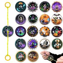 6pcs Creative Halloween Pull-String Flying Disc, Flying Wheel, Round Rotating Pull-Whistle , Nostalgic Childhood Toy, Assembly Required - Multicolor - View 2