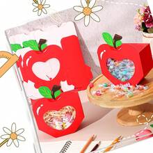 10/20 Pcs Christmas Apple Shaped Gift Box Mini Red Apple Paper Candy Boxes Cartoon Creative Gift Wrapping Box For Back To School Birthday Holiday Party Favors Gifts Packaging Supplies - Red - View 9