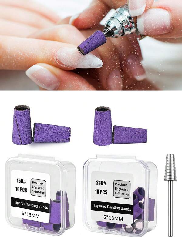Nail Sanding Bands New Tapered Barrel Sanding Cap 150/240# Grit Kit For Gel Polish Removal Manicure Pedicure Professional Tools