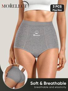 Morelect 3 piezas de bragas de cintura media-alta para mujer, bragas triangulares de uso diario, estilo minimalista, transpirables y amigables con la piel - Multicolor - Ver 4