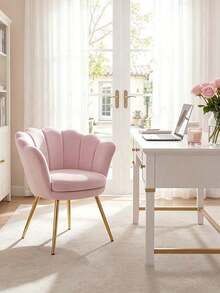 WAHSON OFFICE CHAIRS 1PC Wahson Velvet Armchair Armchair With Gold Legs, Comfortable Bedroom Armchair Relax Chair For Living Room/Bedroom - 淡粉紅色 - 查看 7