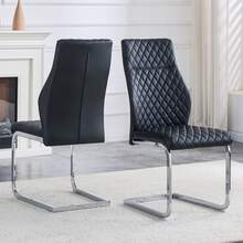[Set Of 2] Black Diamond Pattern Dining Chair: High Back And Comfortable Seat Cushion, Silver Metal Frame Non-Slip And Robuste, Suitable For Restaurants Etc, 43 X 63 X 100 Cm - Black - View 1