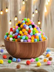 300pcs Super Bright Colorful Pom Poms, Handmade Pom Poms Suitable For Crafts, Hobbies, Halloween/Christmas DIY Decorations, School Art Projects And Activities - Multicolor - View 10
