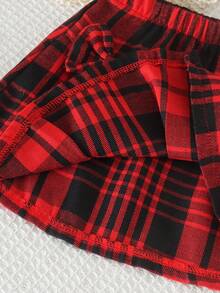 Set 2pcs Baju Rajut Lengan Panjang Bergaris untuk Bayi Perempuan & Rok Pita Kotak-kotak, Lucu untuk Musim Semi/Gugur - Hitam - View 7