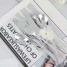 Silver Cutlery Set - Includes Forks, Spoons - Reusable Heavy Duty Western Tableware Set, Suitable For Dining, Parties, Dinners, Weddings - Silver - View 8