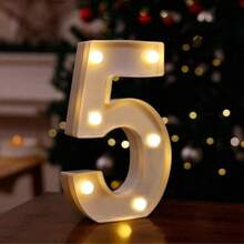 1pc 0-9 Number Theme Party Decor LED Light Night Lamp, Party Wedding Cocktail Decoration - White - View 9