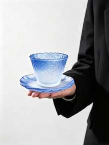 1 Set Minimalist Gradient Frosted Glass Tea Cup And Saucer, Highly Attractive Practical Tea Set For Home And Gathering Tea Drinking - Multicolor - View 6