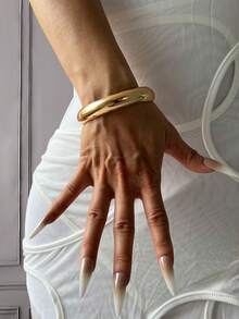 4pcs Unique Wide Cuff Bracelet Set, Gold Wide Thick Bangle Set, Luxury Elegant Style, Gift For Her - Yellow Gold - View 16