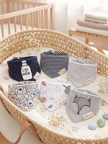 momscare 6pcs Baby Bibs, Soft Absorbent Baby Bibs, Suitable For Daily Use - Cute Design Exquisite Embroidered Baby Triangular Bibs - Multicolor - View 2