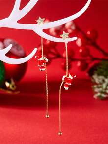 1 Pair Creative Climbing Santa Claus Earrings - Multicolor - View 3