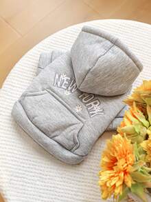 1PC Pet Clothes Dog Cat Apparel Clothing Bichon Teddy Small Dog Puppy Happy Little Dog Little Cat Casual Fashion Cute Pretty Comfortable Floral New York Thickened Sweatshirt - Multicolor - View 4