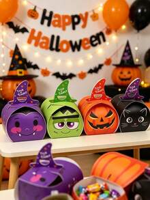 24pcs Halloween Baby Party Candy Gift Boxes, Foldable Paper Cookie Packaging Boxes, Baby Party Decorations, Baby Shower Gift Boxes, Trick Or Treat Candy Gift Storage Boxes, Party Favor Boxes, Baby Supplies - Multicolor - View 4