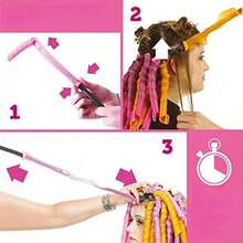 5pcs Heatless Hair Curlers, Spiral Hair Styling Without Heating, Magic Hair Curlers With Styling Hooks - Multicolor - View 8