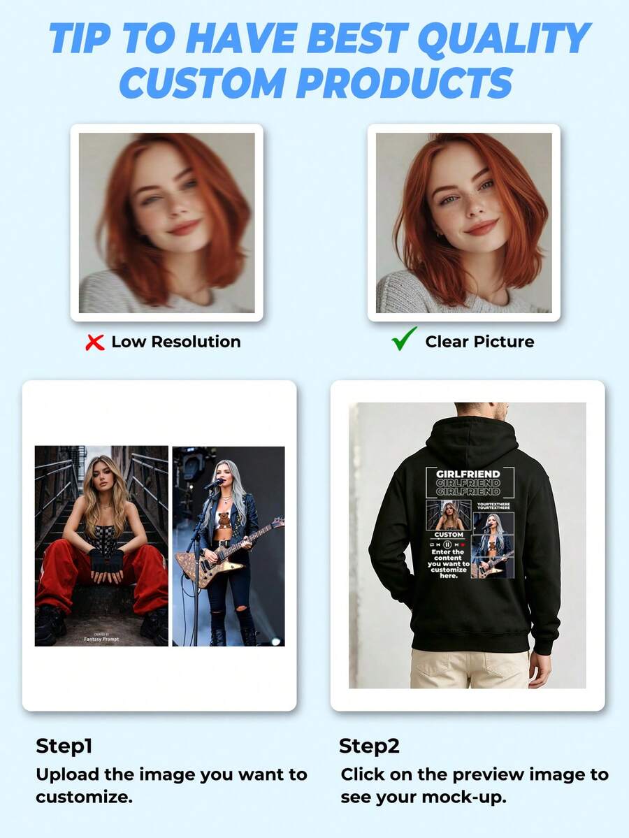 Men's Personalized Double-Sided Print Hoodie, Customizable Image Text Logo, Loose Fit Oversized Fleece Pullover, Casual Long Sleeve Sportswear, Gift For Him - Black - View 1